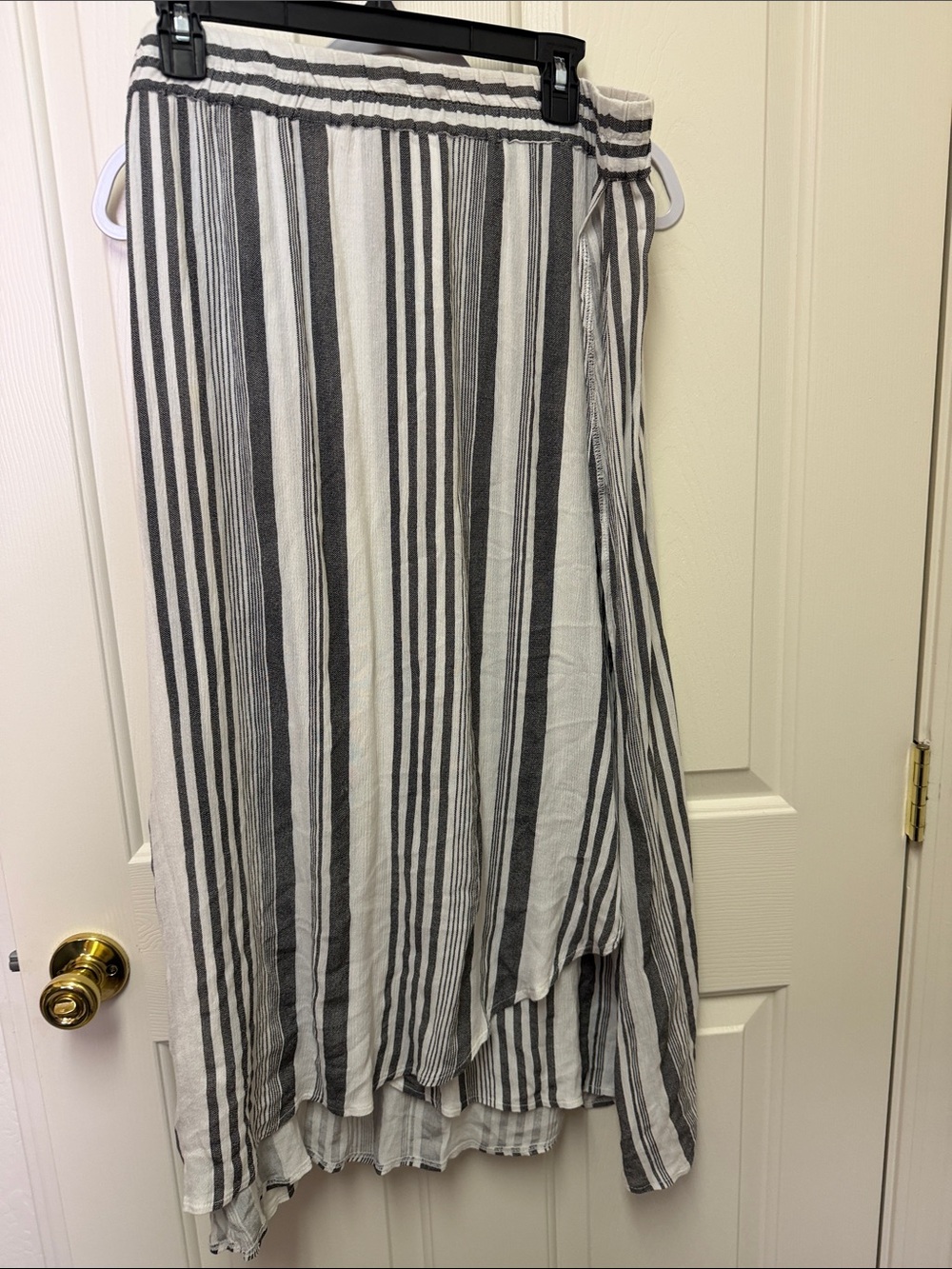 DownEast Black and White Vertical Stripe High-Low Skirt Dress XL